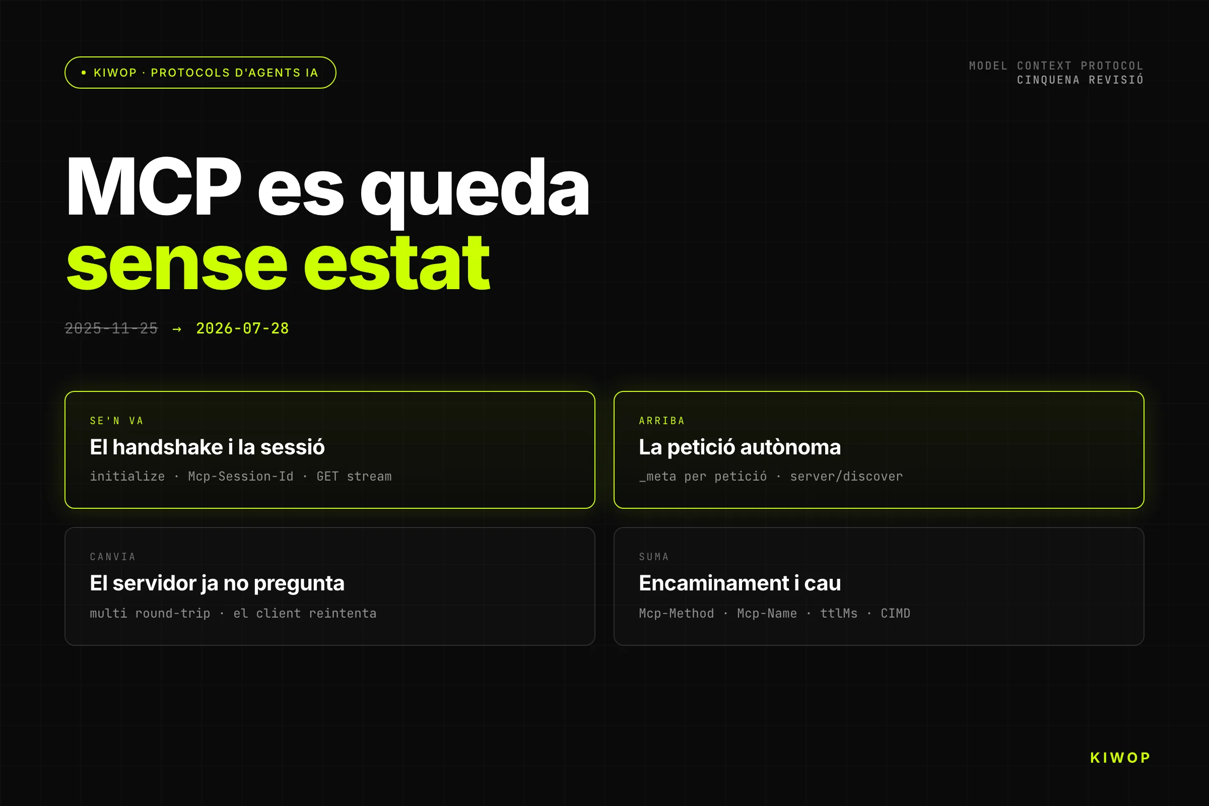 MCP 2026-07-28: el protocol es queda sense estat (i què has de tocar)