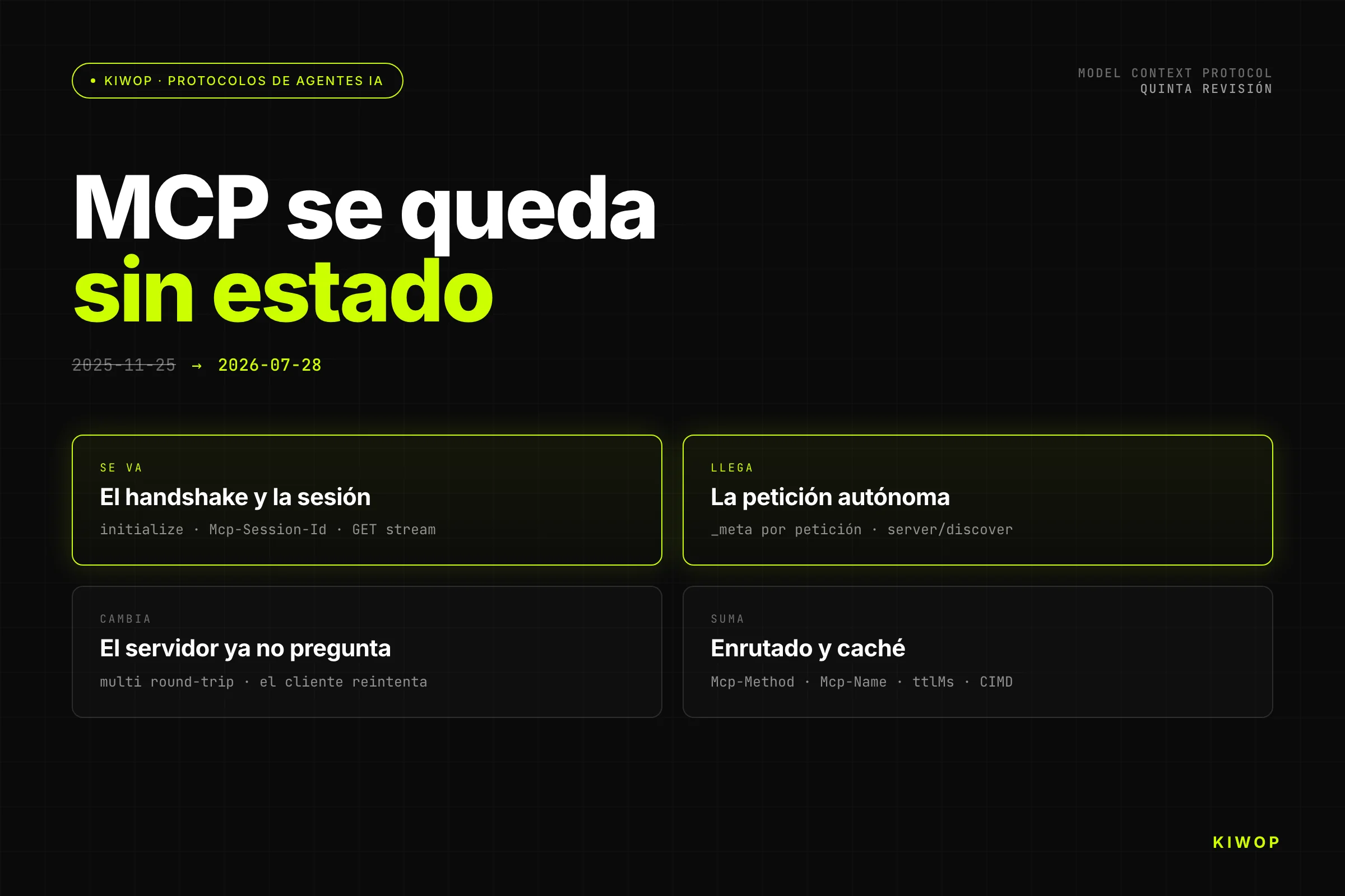 MCP 2026-07-28: el protocolo se queda sin estado (y qué tienes que tocar)